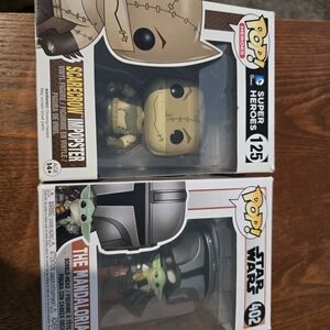 Funko Pop Scarecrow Imposter and The Mandalorian Figures Set Brand New